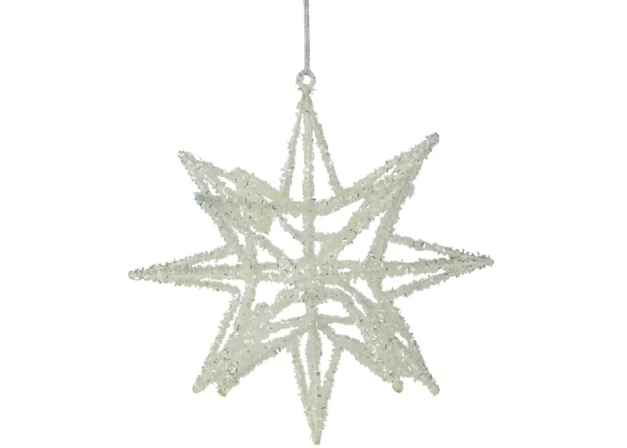 10" White 3-D Glittered Star Christmas Ornament