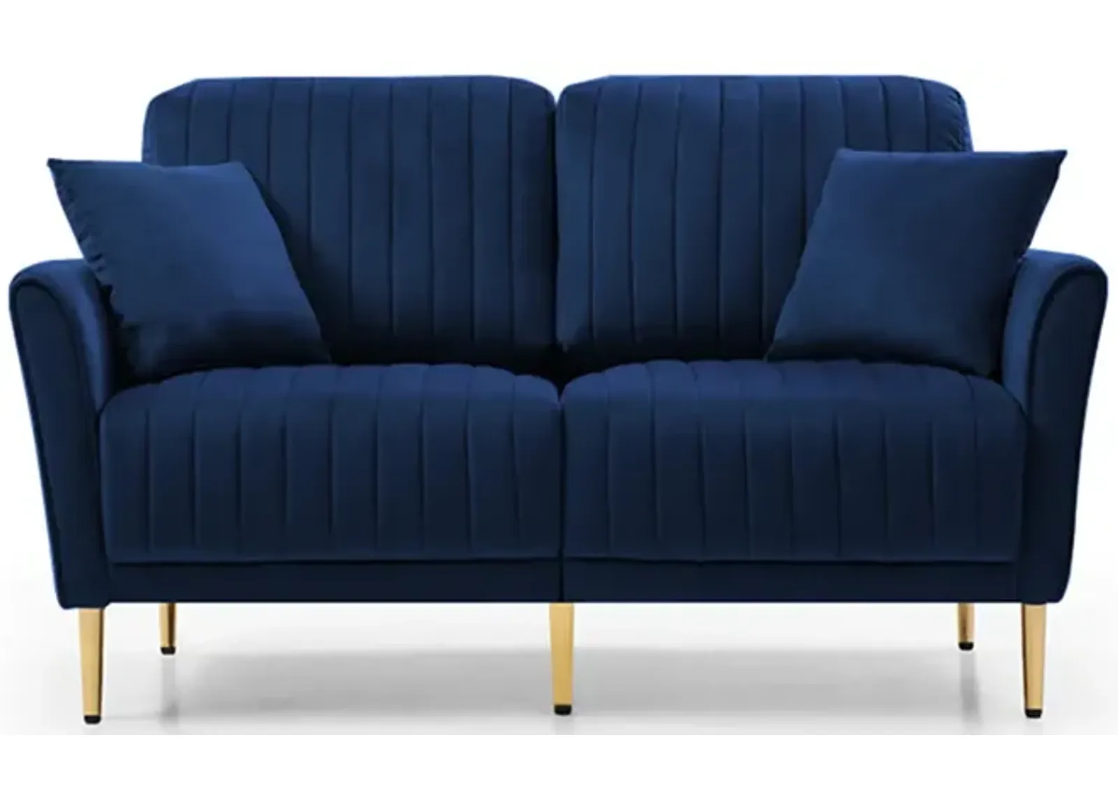 Blue Velvet Sectional Sofa Set with Metal Legs