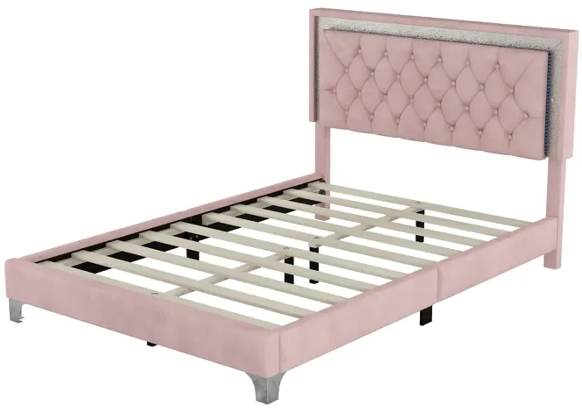 Merax Modern Velvet Platform Bed