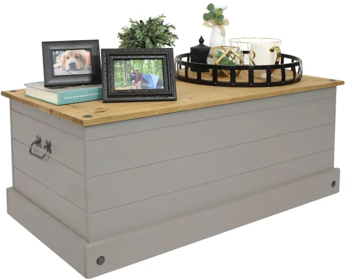 Sunnydaze Solid Pine Trunk with Handles - Gray - 39.5" W