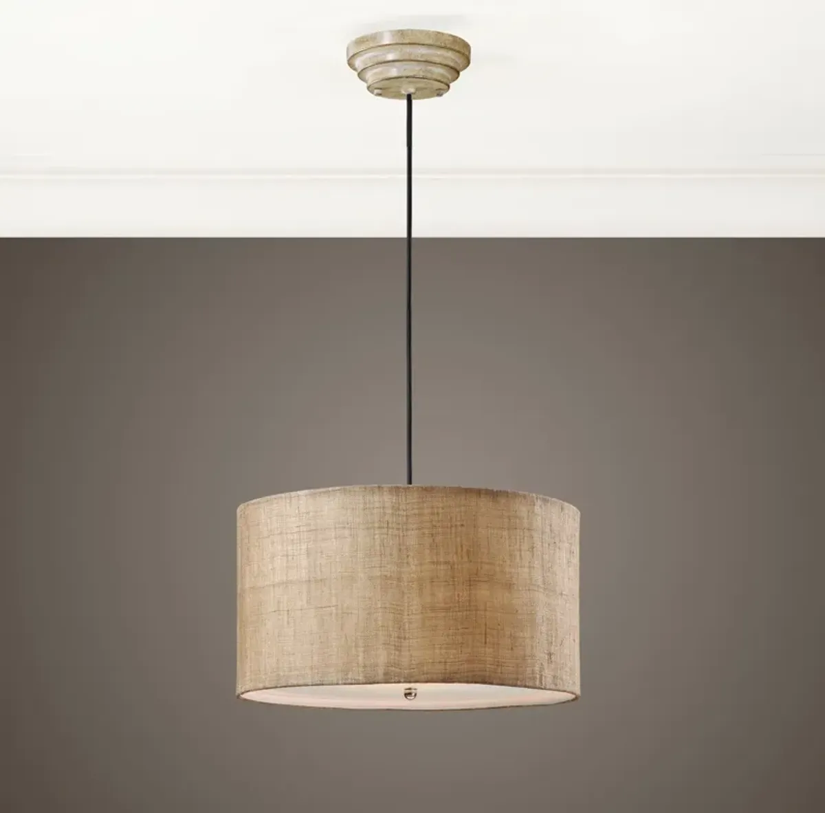 Uttermost Dafina 3 Light Burlap Drum Pendant