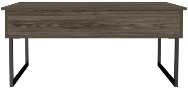 DEPOT E-SHOP Viena Lift Top Coffee Table, Flexible Shelf, Two Legs , Dark Walnut