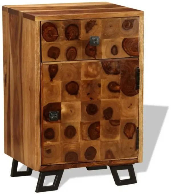 vidaXL Nightstand Solid Sheesham Wood 14.6"x11.8"x21.3"