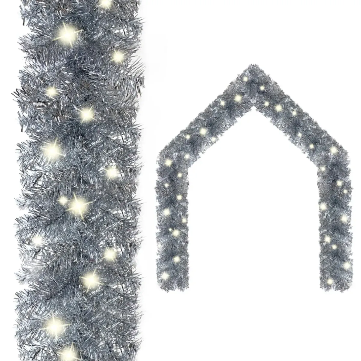 vidaXL Christmas Garland with LED Lights 393.7" Silver