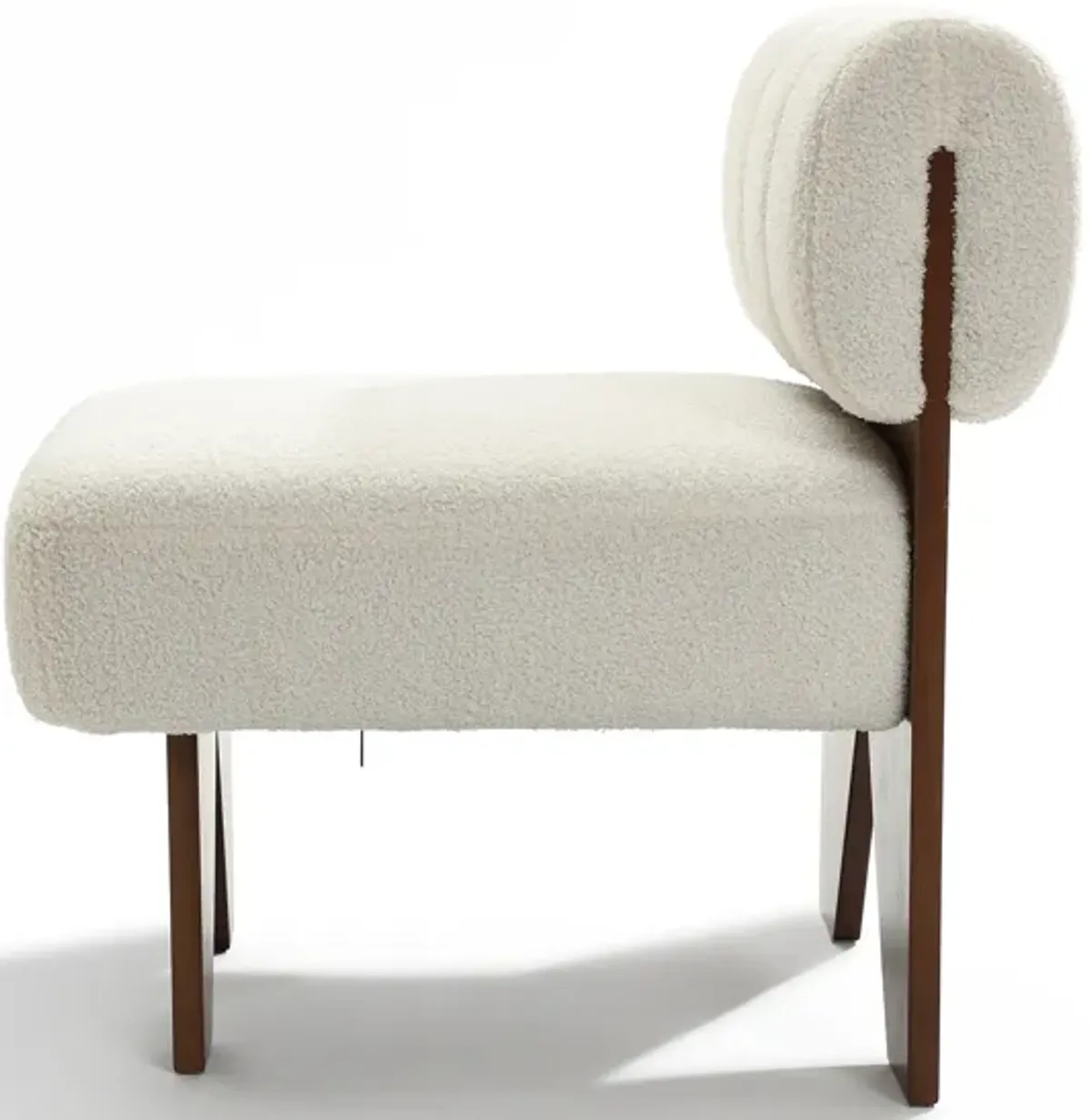 LuxenHome Upholstered White Modern Armless Accent Chair