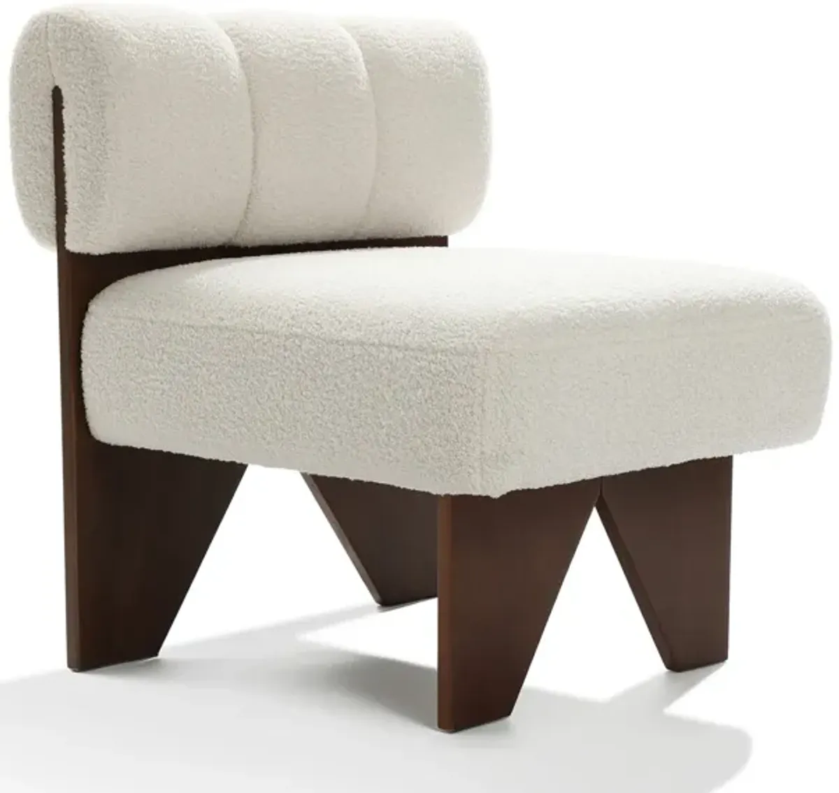 LuxenHome Upholstered White Modern Armless Accent Chair