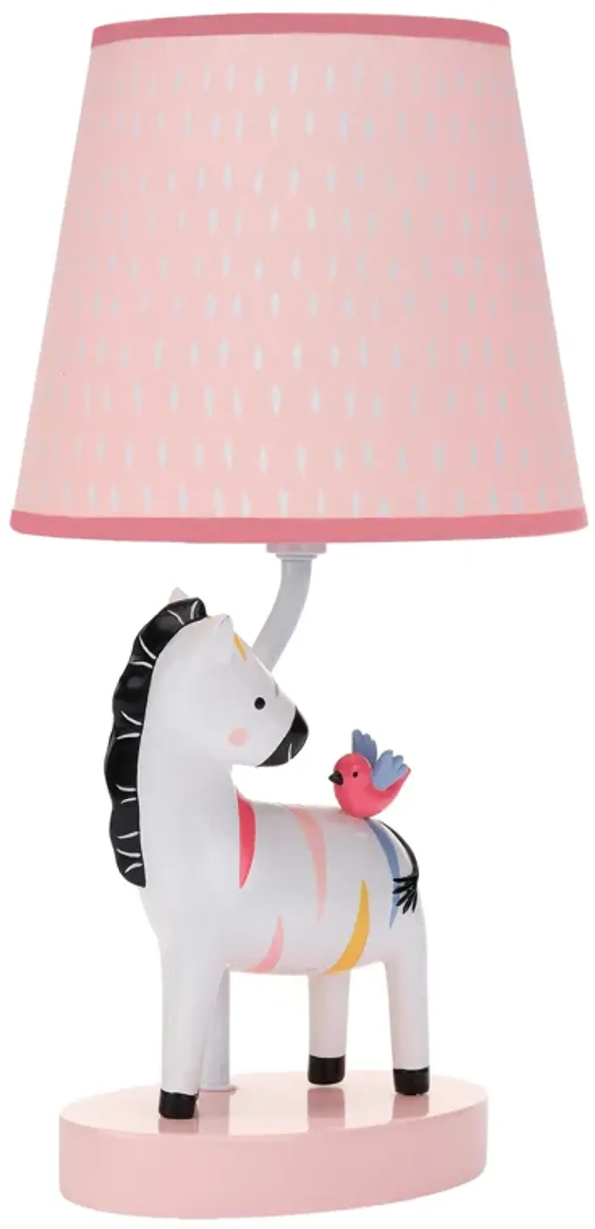 Lambs & Ivy Jazzy Jungle Zebra White/Peach Nursery Lamp with Shade & Bulb