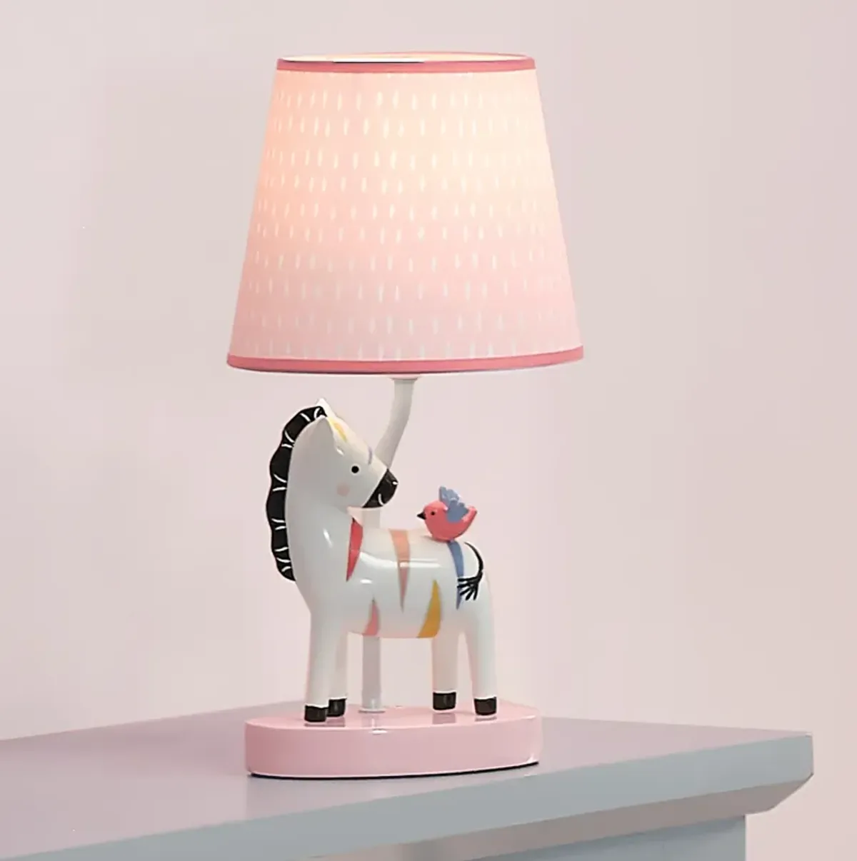 Lambs & Ivy Jazzy Jungle Zebra White/Peach Nursery Lamp with Shade & Bulb