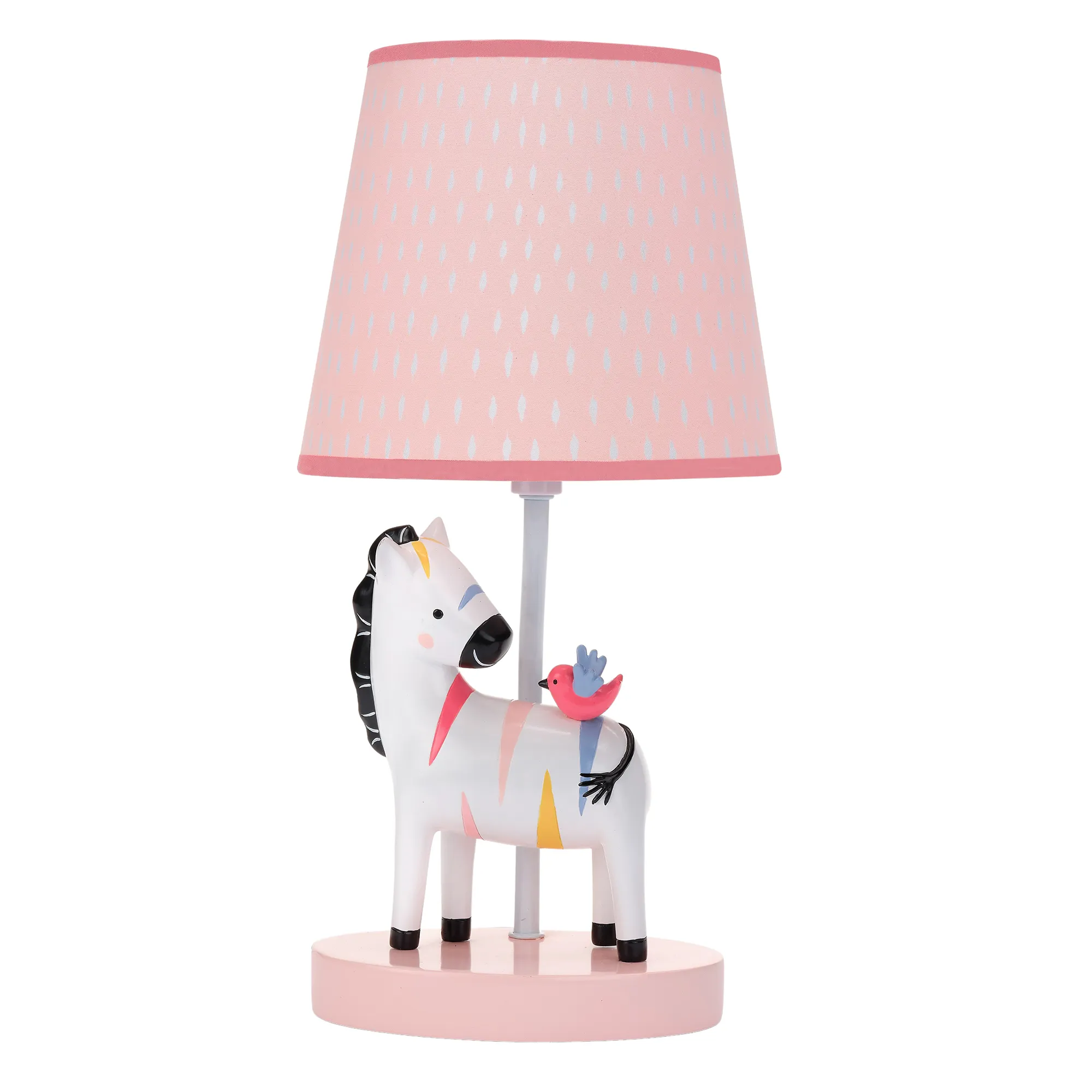 Lambs & Ivy Jazzy Jungle Zebra White/Peach Nursery Lamp with Shade & Bulb