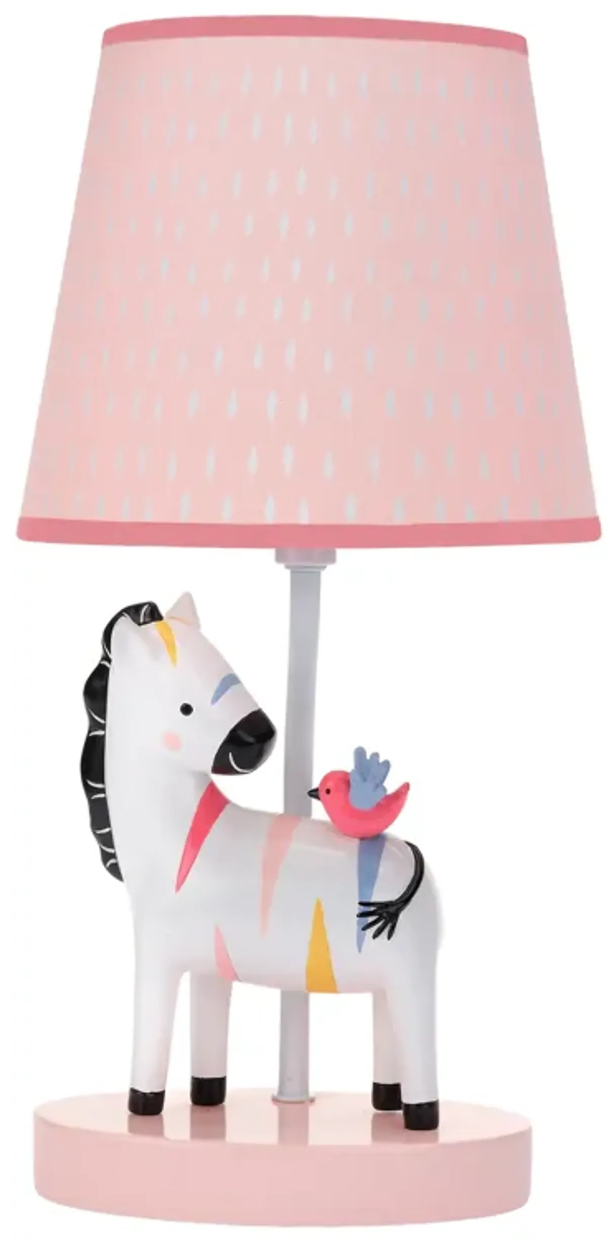 Lambs & Ivy Jazzy Jungle Zebra White/Peach Nursery Lamp with Shade & Bulb