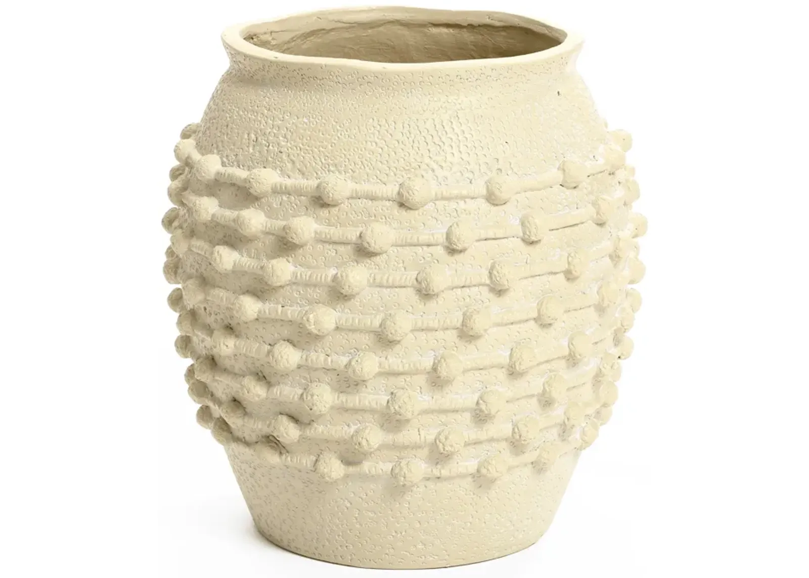 LuxenHome Coastal Beige Mgo 16.5-Inch Round Planter