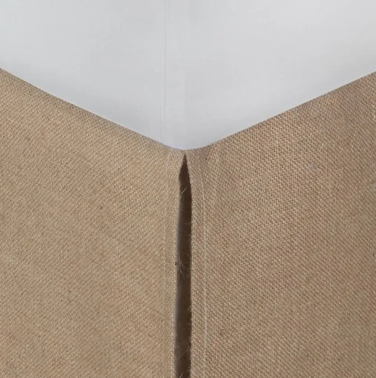 Kuma Twin Bed Skirt, Spilt Corners, Burlap Drop, Polyester Platform, Brown - Benzara