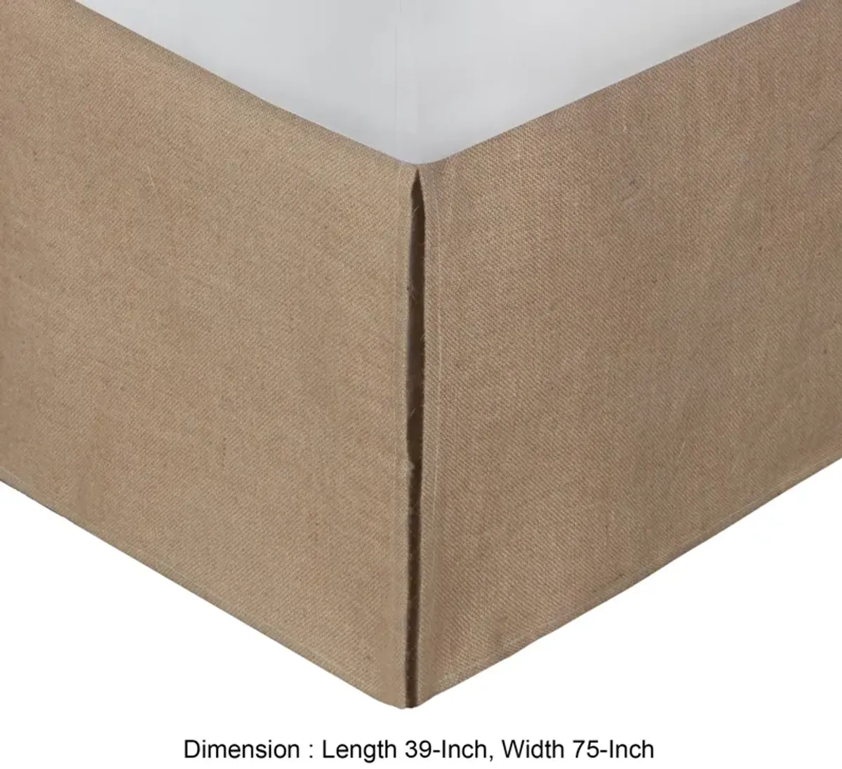 Kuma Twin Bed Skirt, Spilt Corners, Burlap Drop, Polyester Platform, Brown - Benzara