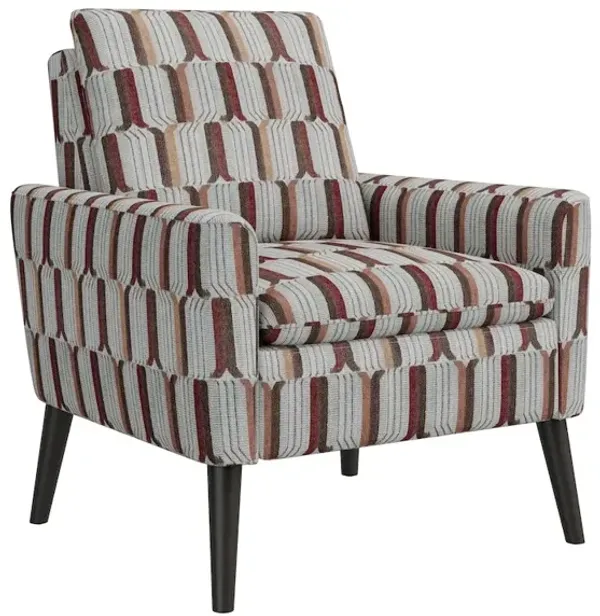 HL Home Furnishings Mid-Century Modern Armchair in Tan, Cream and Red Stripe
