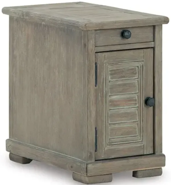 24 Inch Side End Table, 1 Drawer, Single Door Cabinet, Glazed Bisque - Benzara