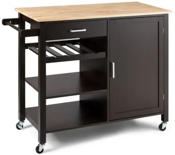 Kitchen Island Cart Rolling Serving Cart Wood Trolley