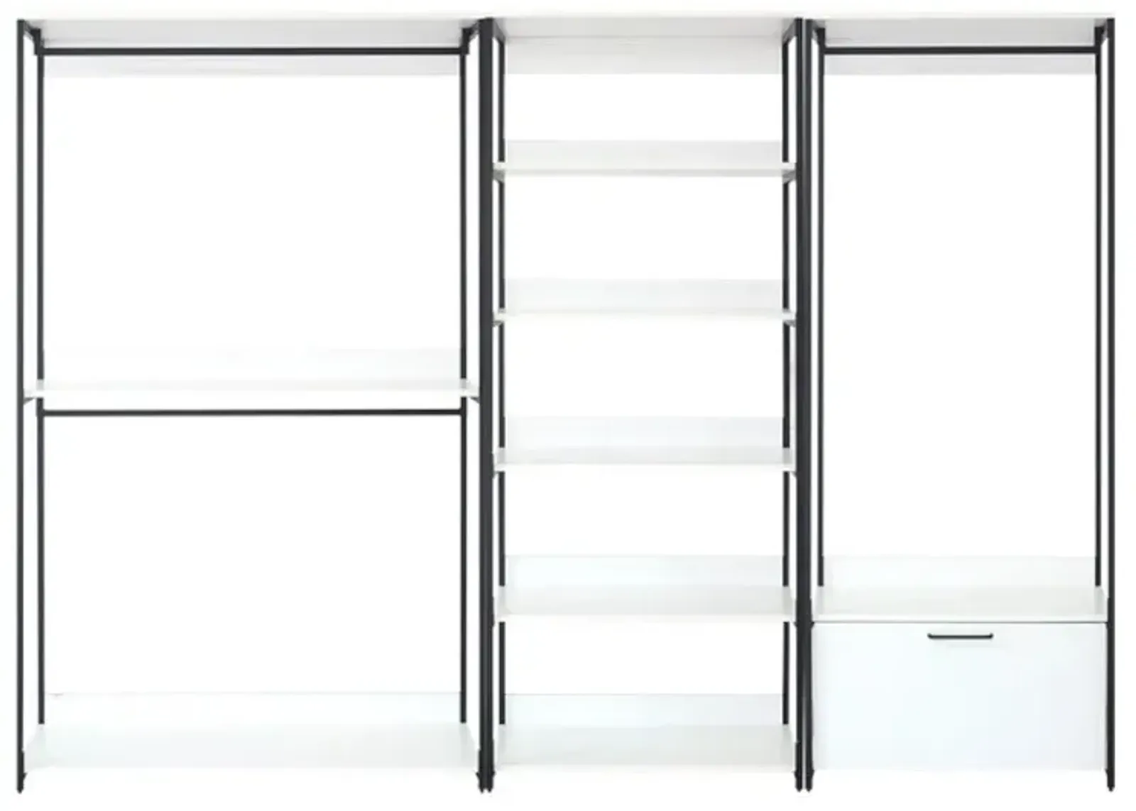 FC Design Klair Living White Freestanding Walk in Wood Closet System with Metal Frame