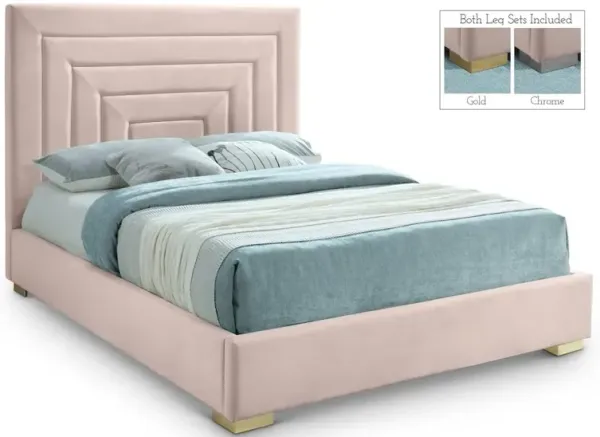 Meridian Furniture Nora Pink Velvet Queen Bed