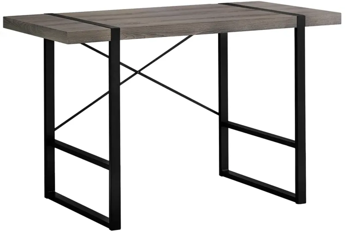 Monarch Specialties I 7310 Computer Desk, Home Office, Laptop, 48"L, Work, Metal, Laminate, Brown, Black, Contemporary, Modern