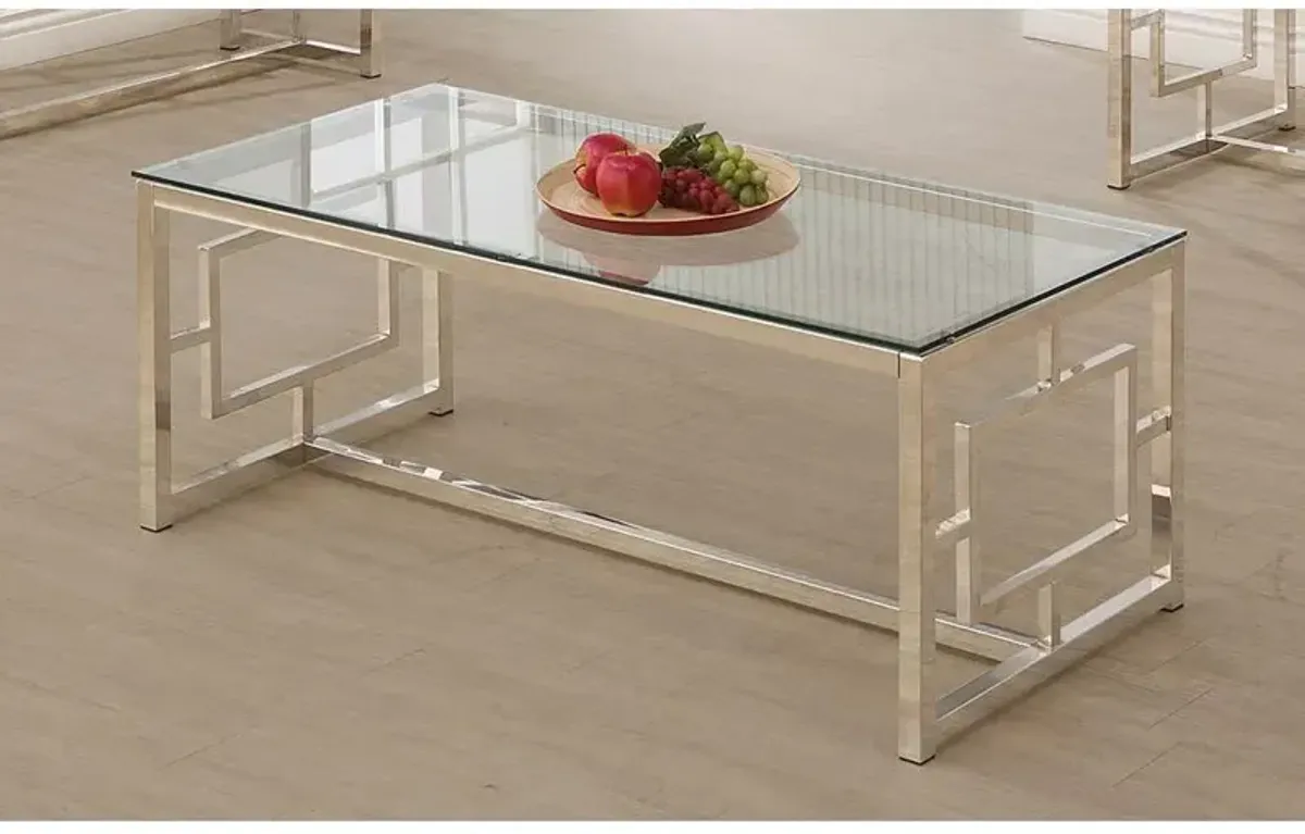 Merced Rectangle Glass Top Coffee Table Nickel