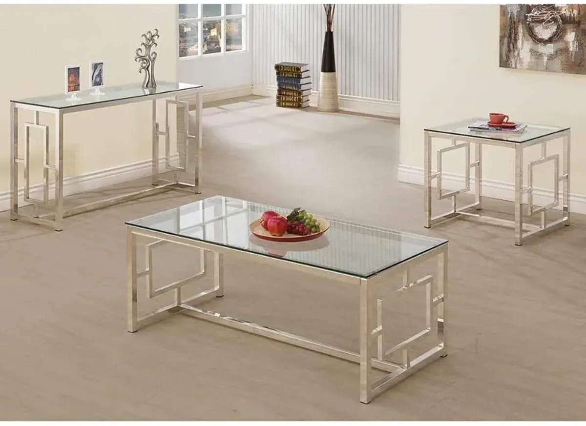 Merced Rectangle Glass Top Coffee Table Nickel