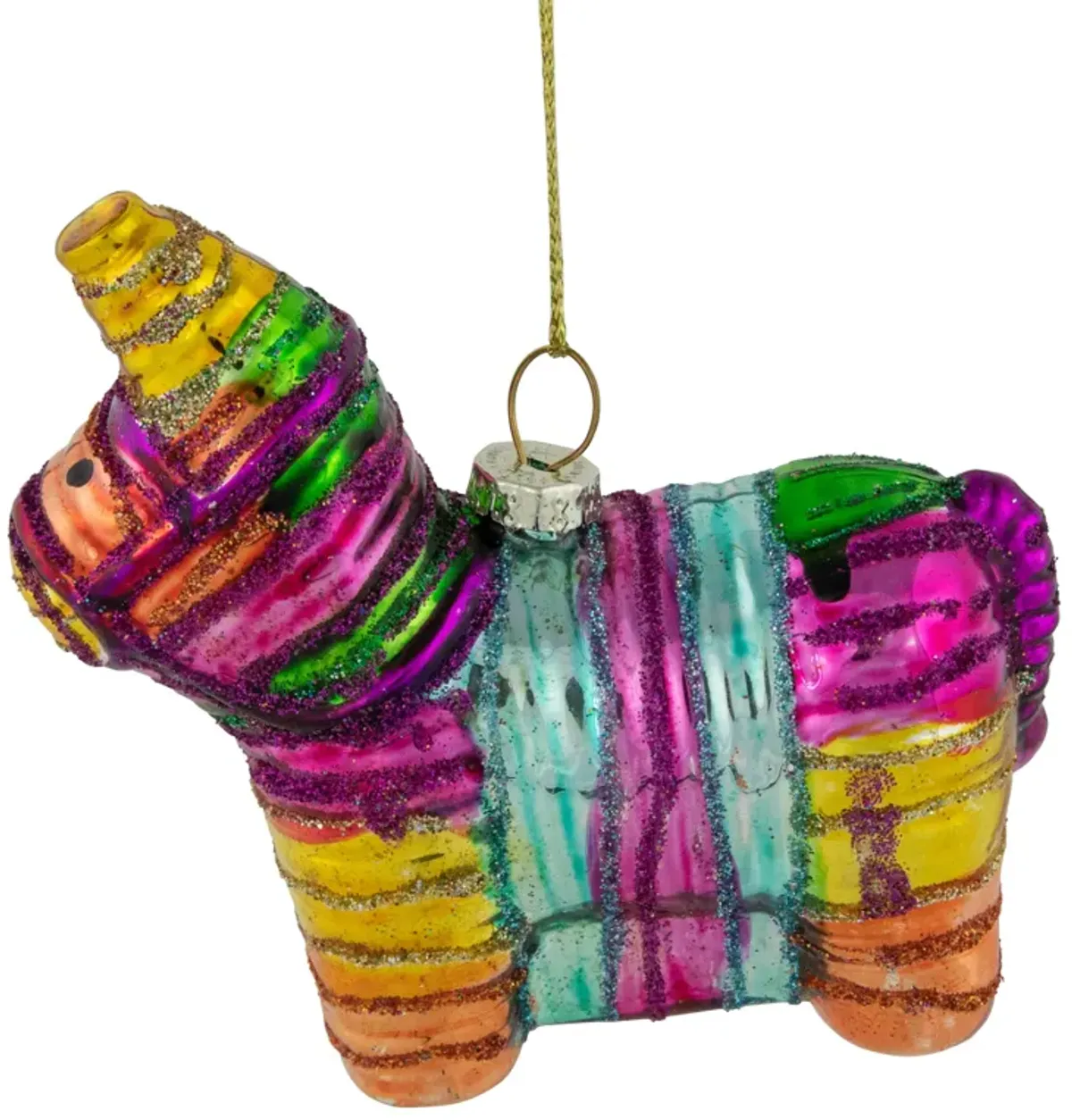 3.5" Pinata Horse Glass Christmas Ornament