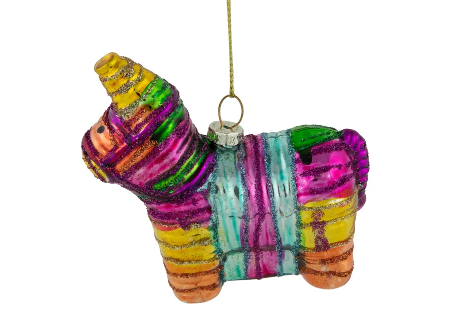 3.5" Pinata Horse Glass Christmas Ornament