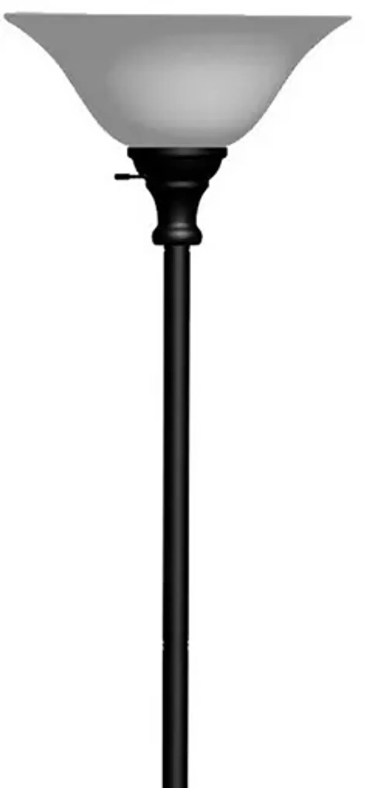 70 Inch Metal 3 Way Torchiere Floor Lamp, Frosted Glass, Black and White-Benzara