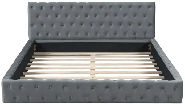 Merax Velvet Upholstered Platform Bed Frame