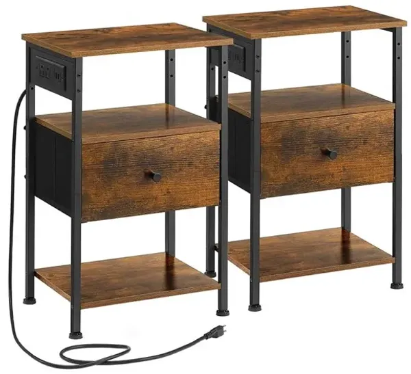 Nightstand with Built-In Charging Station and Storage for Modern Convenience