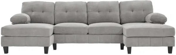 Merax U-shaped Sectional Sofa with Dual Chaise Lounges, Storage Pockets and Armrest Pillows