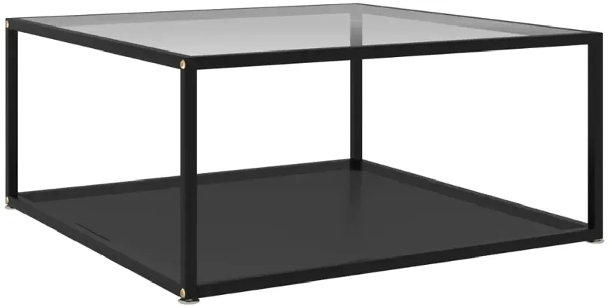 vidaXL Coffee Table Transparent and Black 31.5x31.5x13.8 Tempered Glass