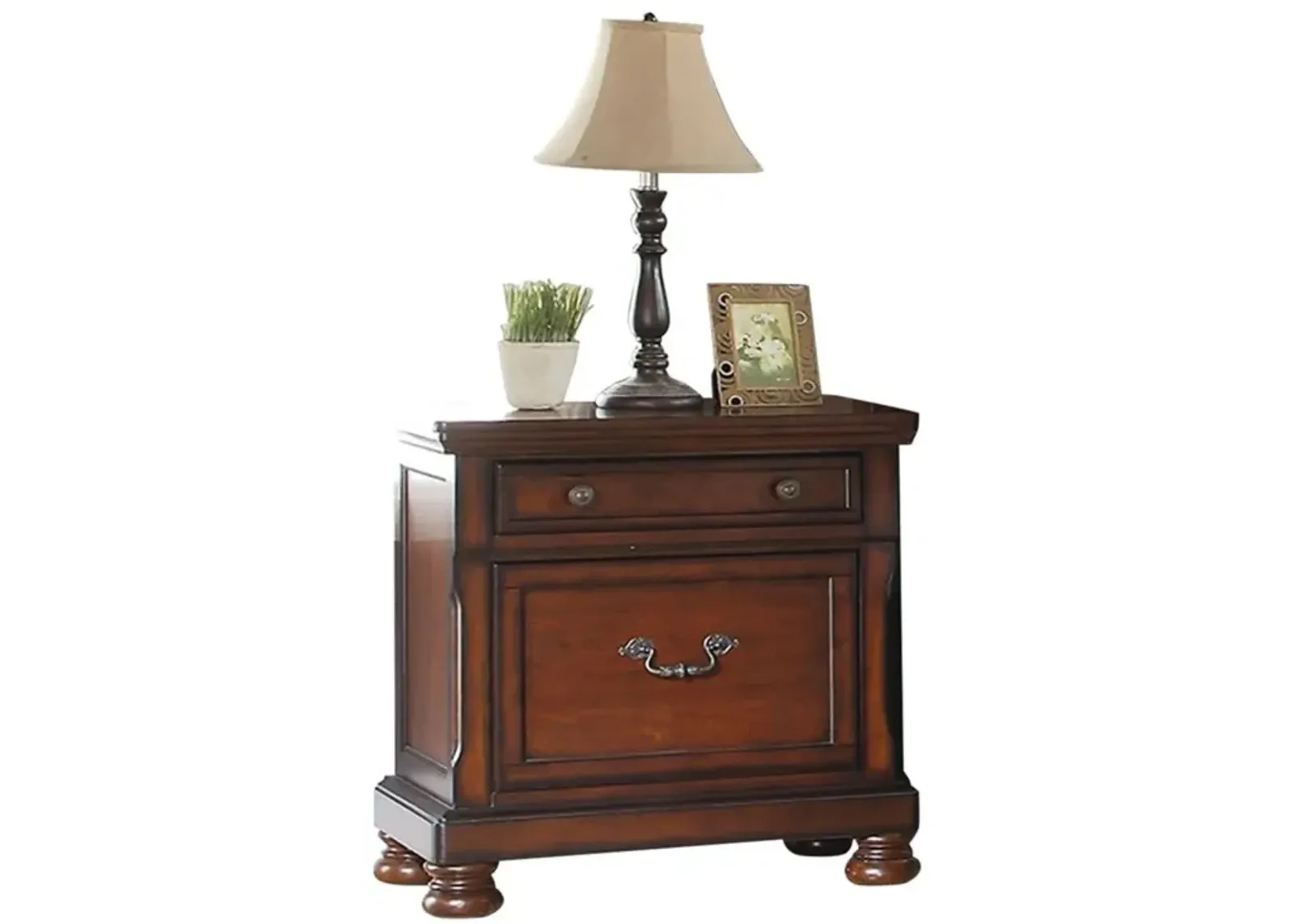 Traditional Formal Look Cherry Finish 1 Piece Nightstand Storage Space Bedside Table Plywood