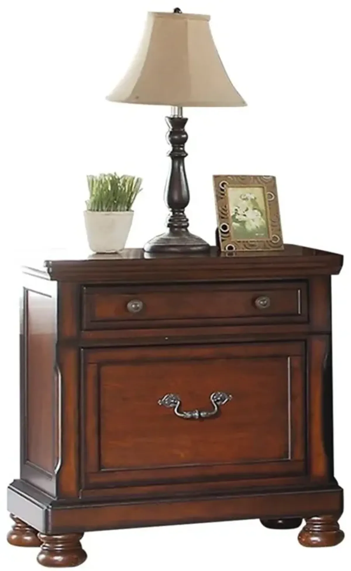 Traditional Formal Look Cherry Finish 1 Piece Nightstand Storage Space Bedside Table Plywood