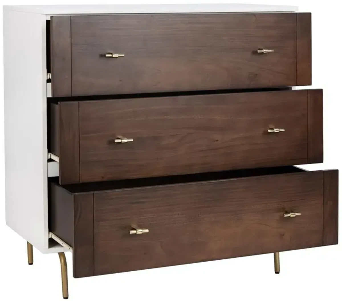 Safavieh Genevieve 3 Drawer Dresser, White/Walnut