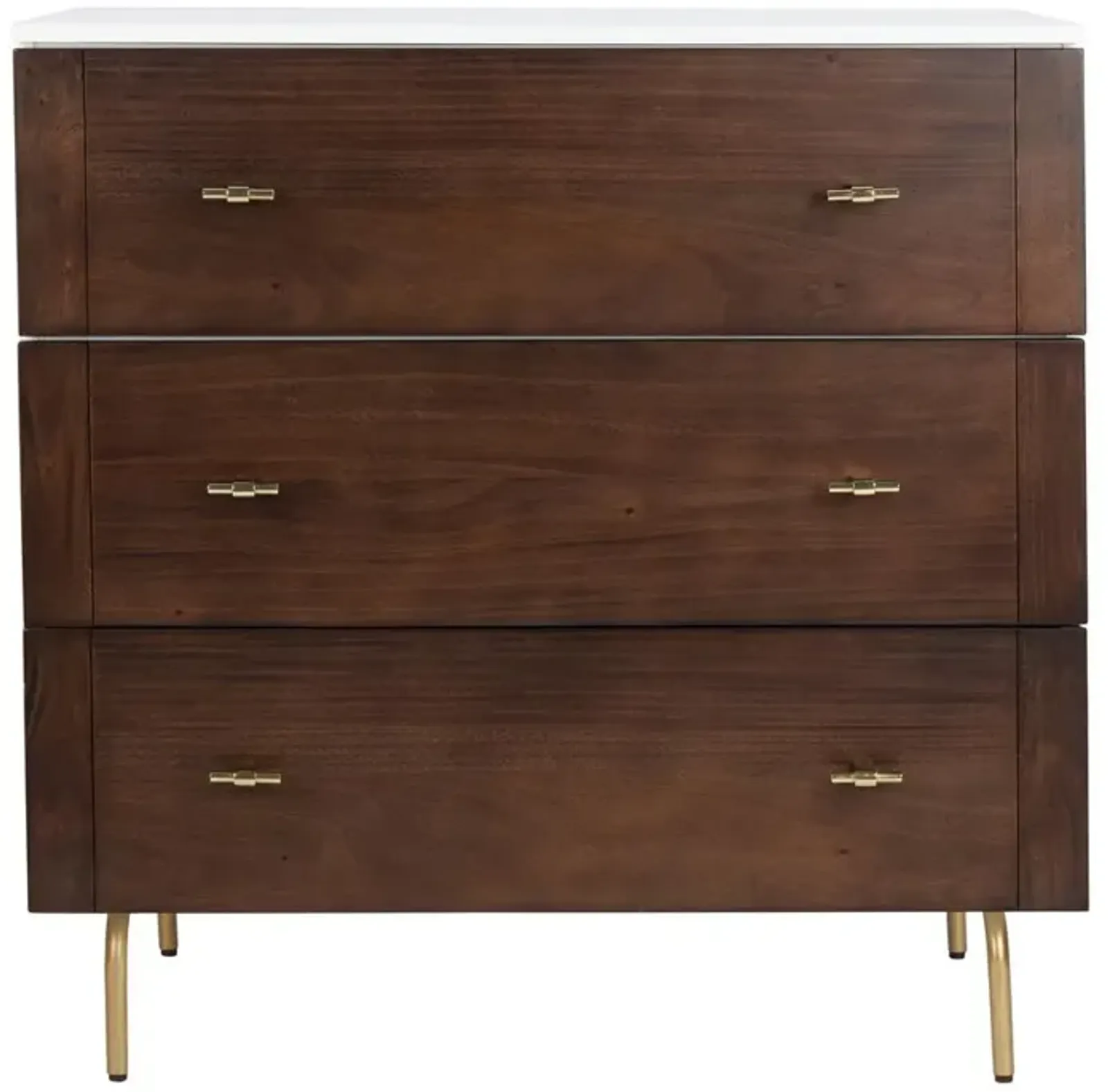 Safavieh Genevieve 3 Drawer Dresser, White/Walnut