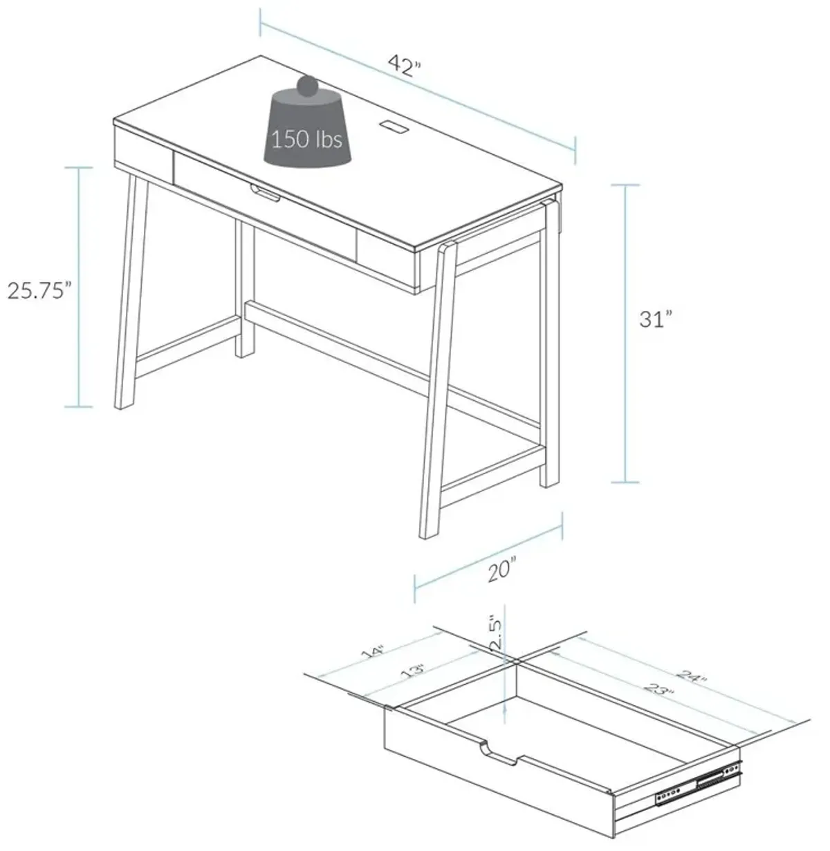 Neorustic Smart Desk with USB Ports