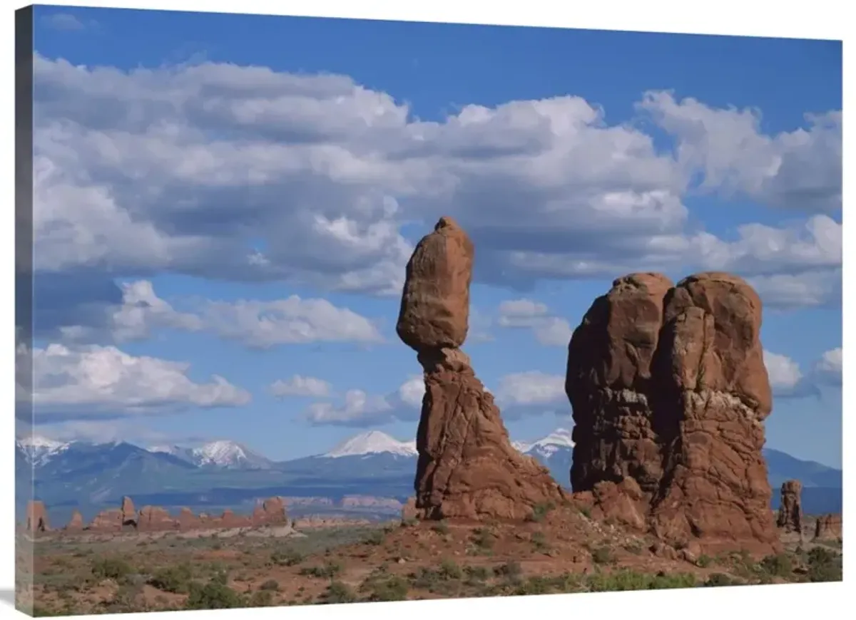 Balanced rock under cloudy skies, Arches National Park, Utah-Canvas Art-40x30
