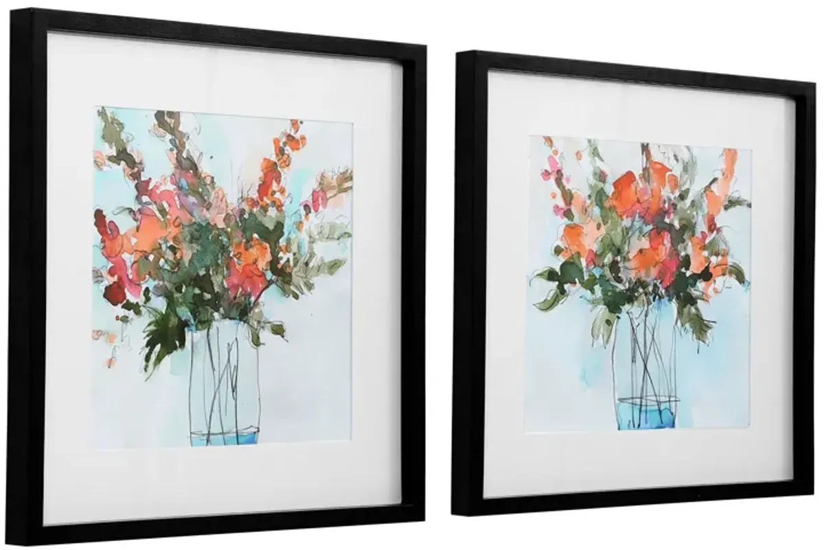 Uttermost Fresh Flowers Watercolor Prints, S/2