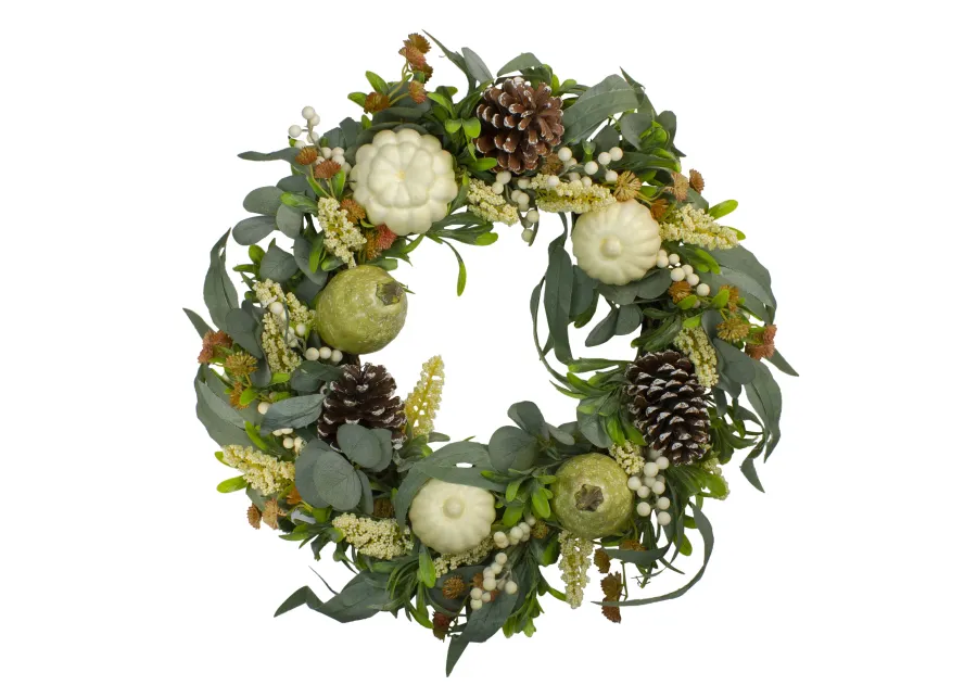 Gourds and Foliage Artificial Thanksgiving Wreath - 24-Inch  Unlit