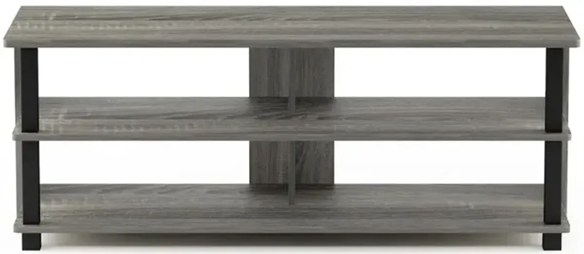 Sully 3-Tier TV Stand for TV up to 50, French Oak Grey/Black, 17077GYW/BK