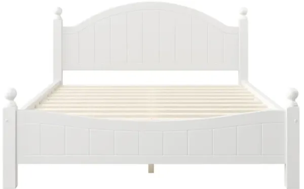 Traditional Concise Style Solid Wood Platform Bed, No Need Box Spring, Queen