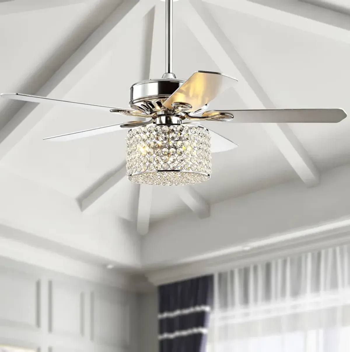 Brandy 3-Light Crystal Prism Drum LED Ceiling Fan With Remote