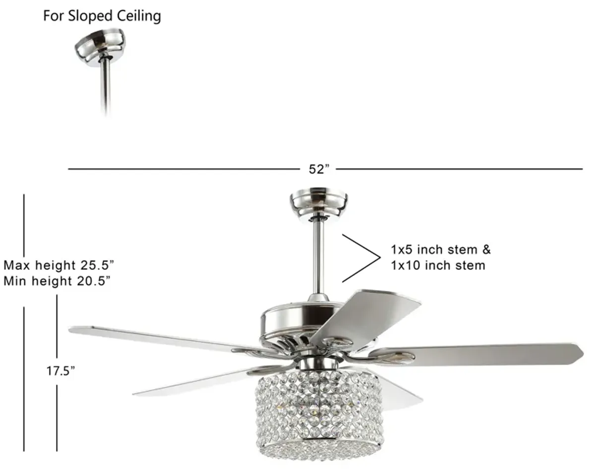 Brandy 3-Light Crystal Prism Drum LED Ceiling Fan With Remote