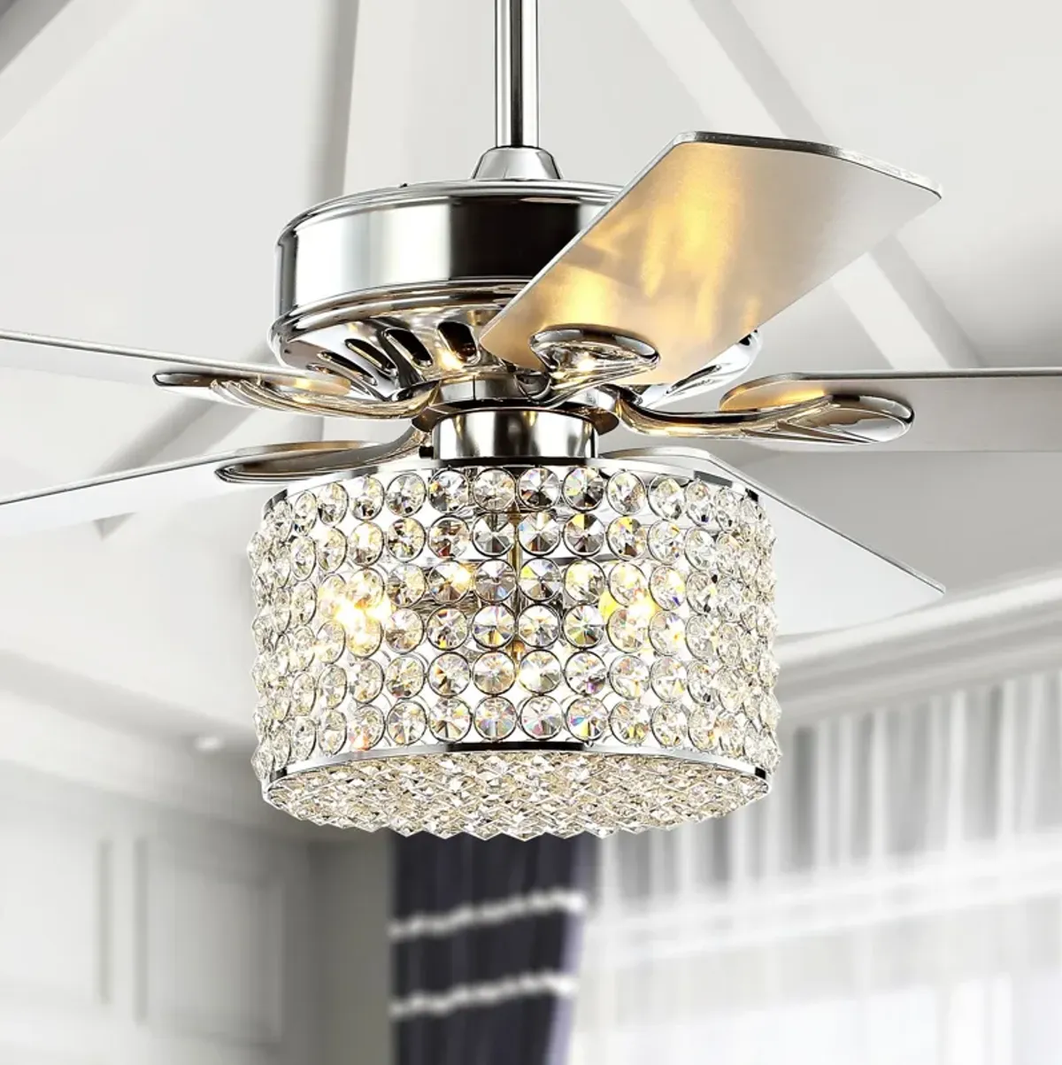 Brandy 3-Light Crystal Prism Drum LED Ceiling Fan With Remote