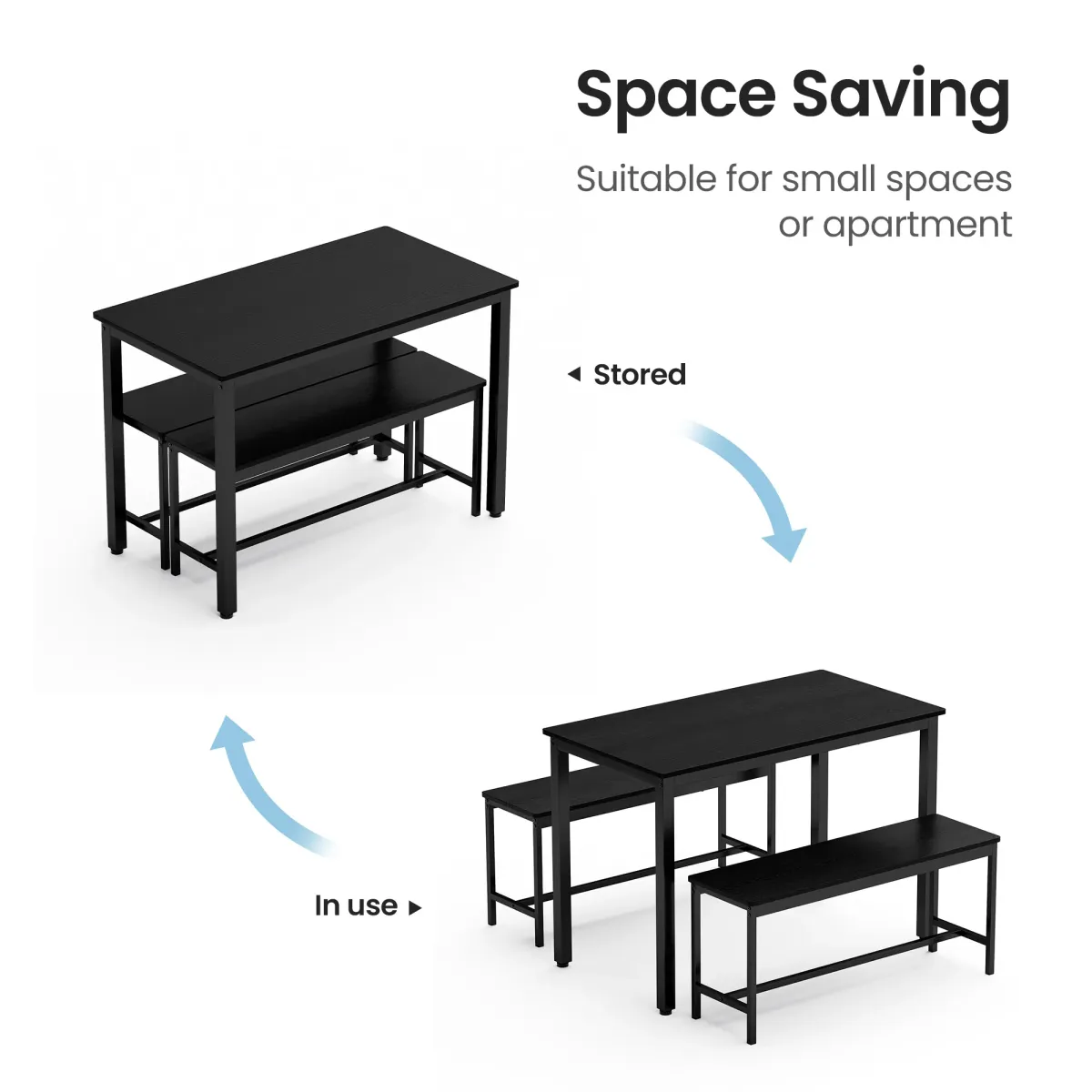 Merax 3 Pieces Dining Table  Bench Set