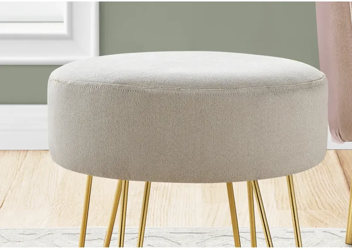 Monarch Specialties I 9000 Ottoman, Pouf, Footrest, Foot Stool, 14" Round, Fabric, Metal Legs, Contemporary, Modern