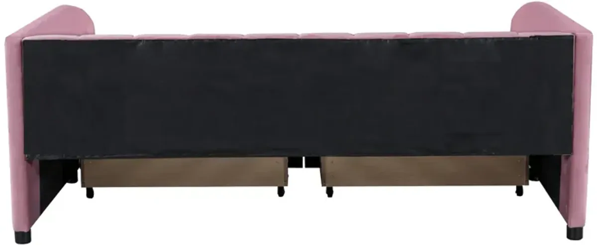 Merax Velvet Daybed with Backrest and 2 Drawers