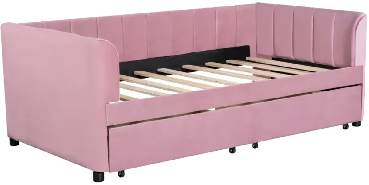 Merax Velvet Daybed with Backrest and 2 Drawers
