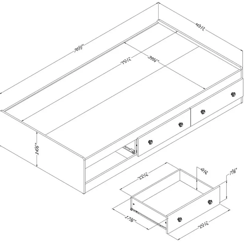 Hivvago Wood Platform Bed Daybed with Storage Drawers